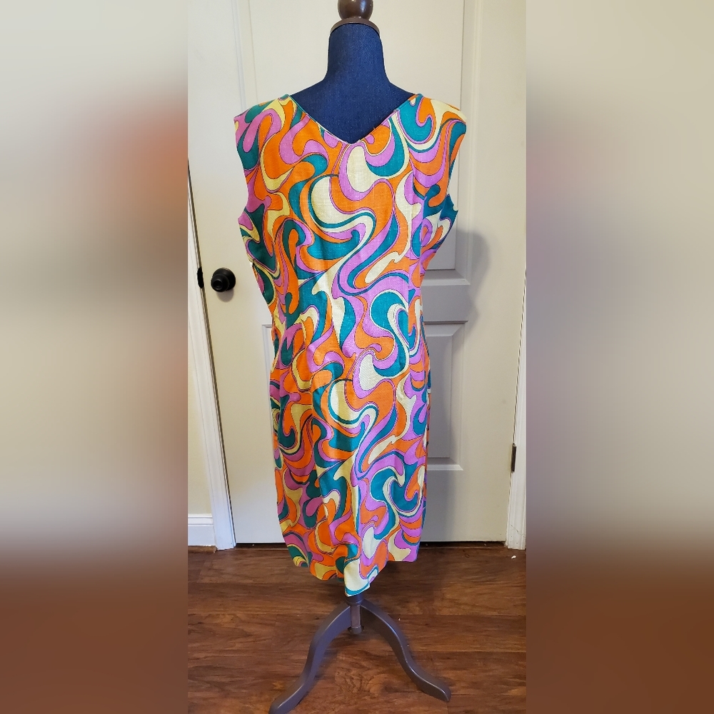 70s print pencil dress